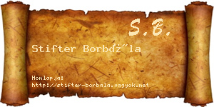 Stifter Borbála névjegykártya